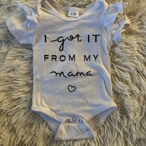 0-3 month baby girl printed tee “I get it from my Mama”